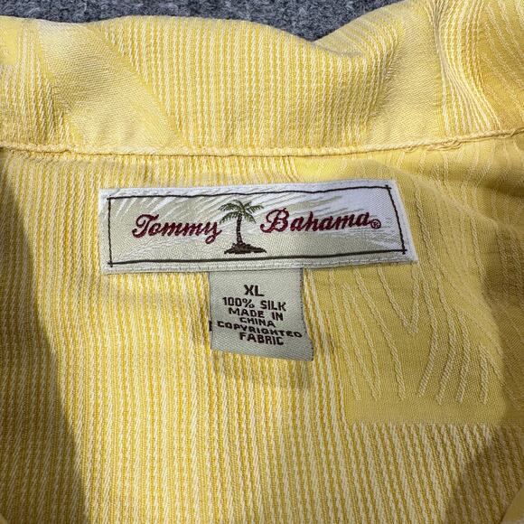 Tommy Bahama Yellow Palm Tree 100% Silk Short Sleeve Button Up Shirt Size XL - Picture 3 of 6